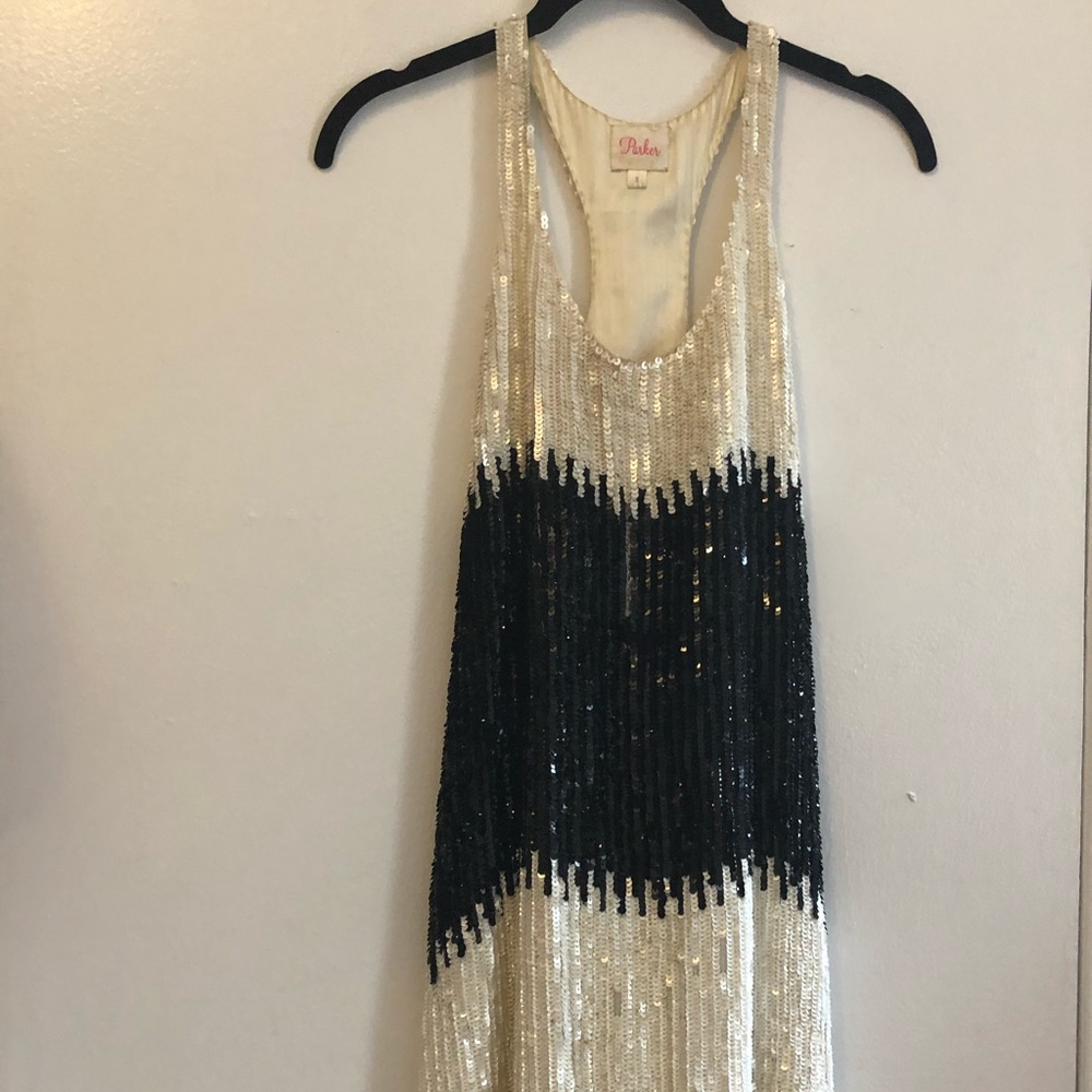 Parker sequin mini dress racer back